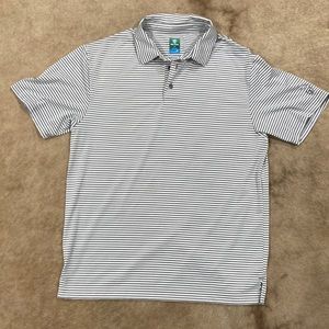 NWOT Men’s size small gray and white striped polo medium